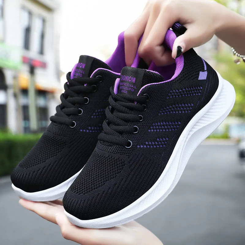 Lightweight Women’s Flyknit Sneakers with Cushioned Sole – Breathable Lace-Up Design sold by Hensley London product image thumbnail 2