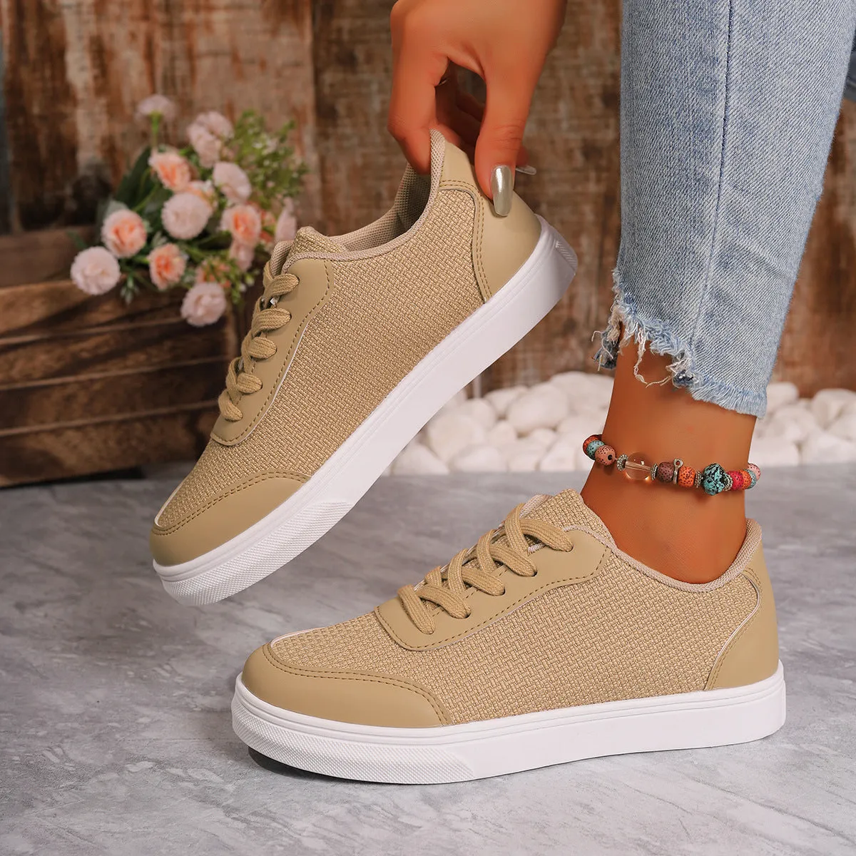 Women's Breathable Mesh Orthopedic Sneakers – Low Top Lace-Up Casual Shoes with Cushioned Sole sold by Hensley London product image thumbnail 3