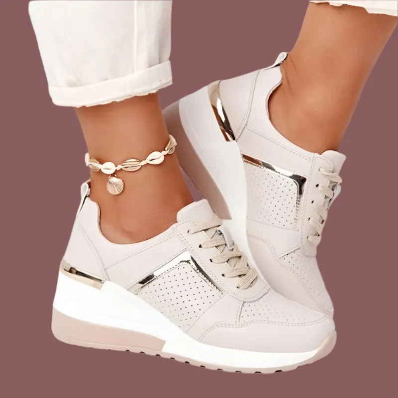 Women’s Platform Sneakers with Breathable Upper and Metallic Accents – Stylish Casual Footwear sold by Hensley London