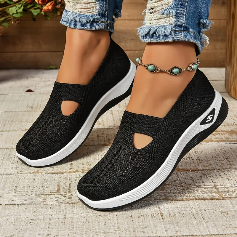 Women’s Breathable Knit Slip-On Sneakers with Cushioned Sole – Casual Low-Cut Design sold by Hensley London