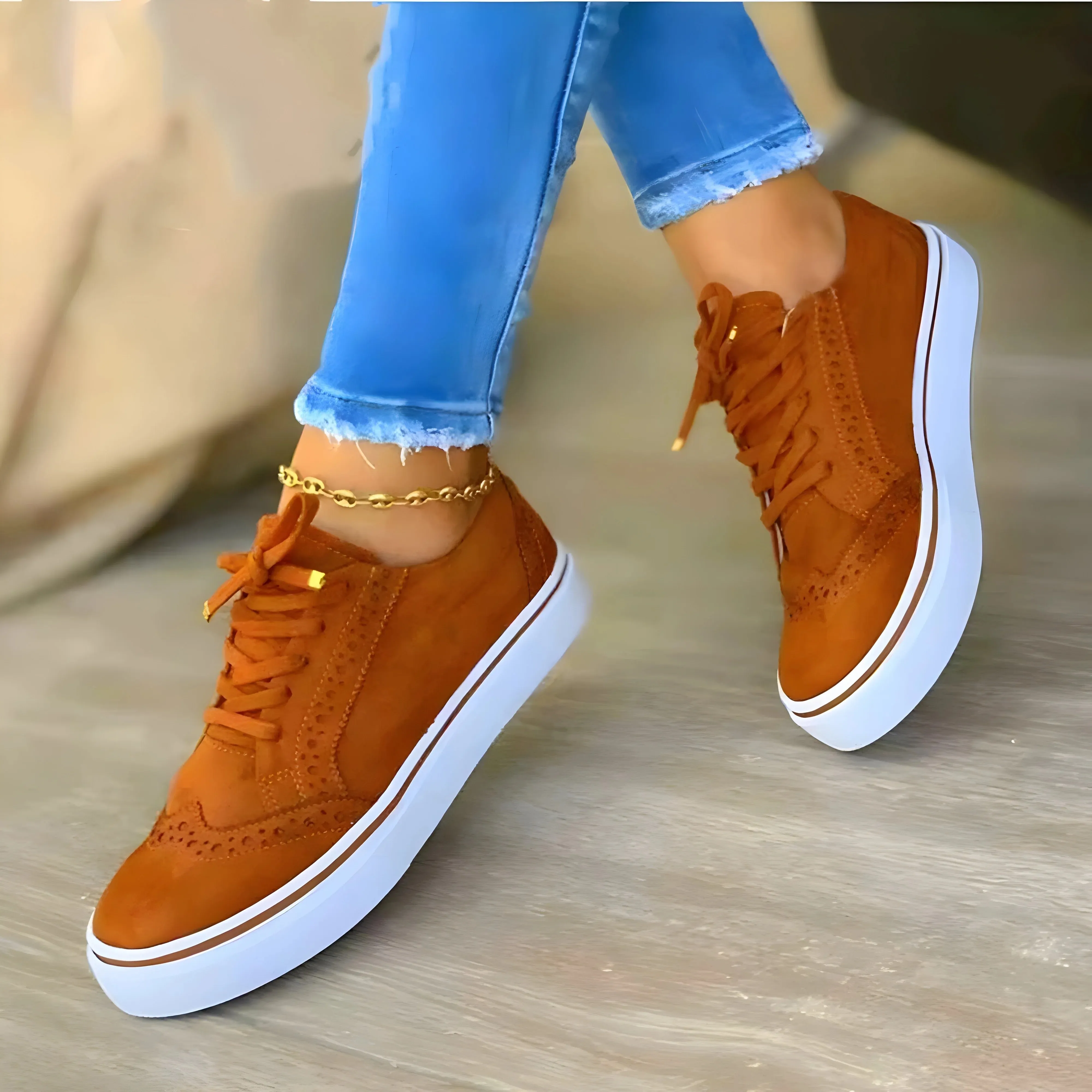 Women's Lace-Up Sneakers with Supportive Fit and Platform Sole for Casual Comfort sold by Hensley London product image thumbnail 3