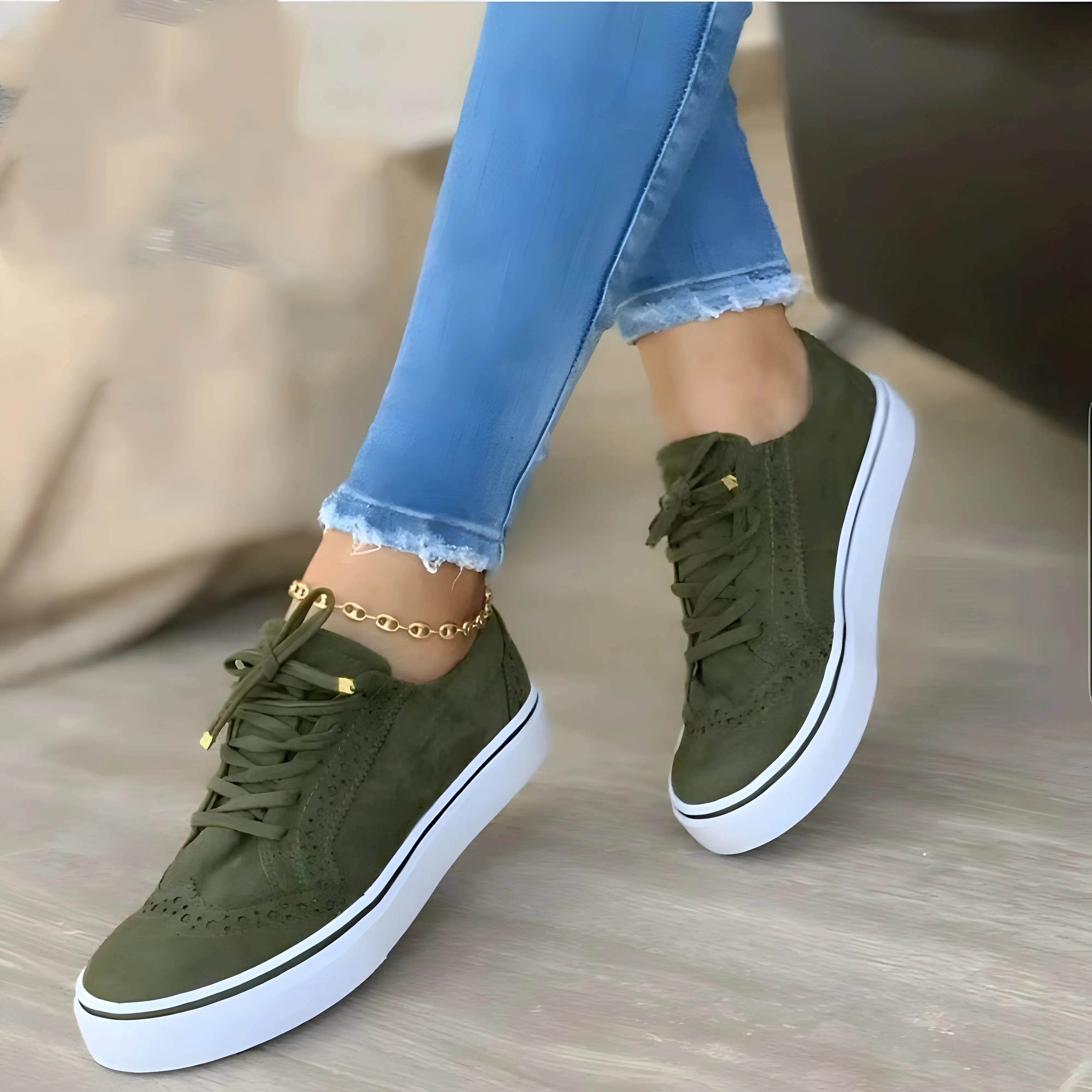Women's Lace-Up Sneakers with Supportive Fit and Platform Sole for Casual Comfort sold by Hensley London product image thumbnail 4