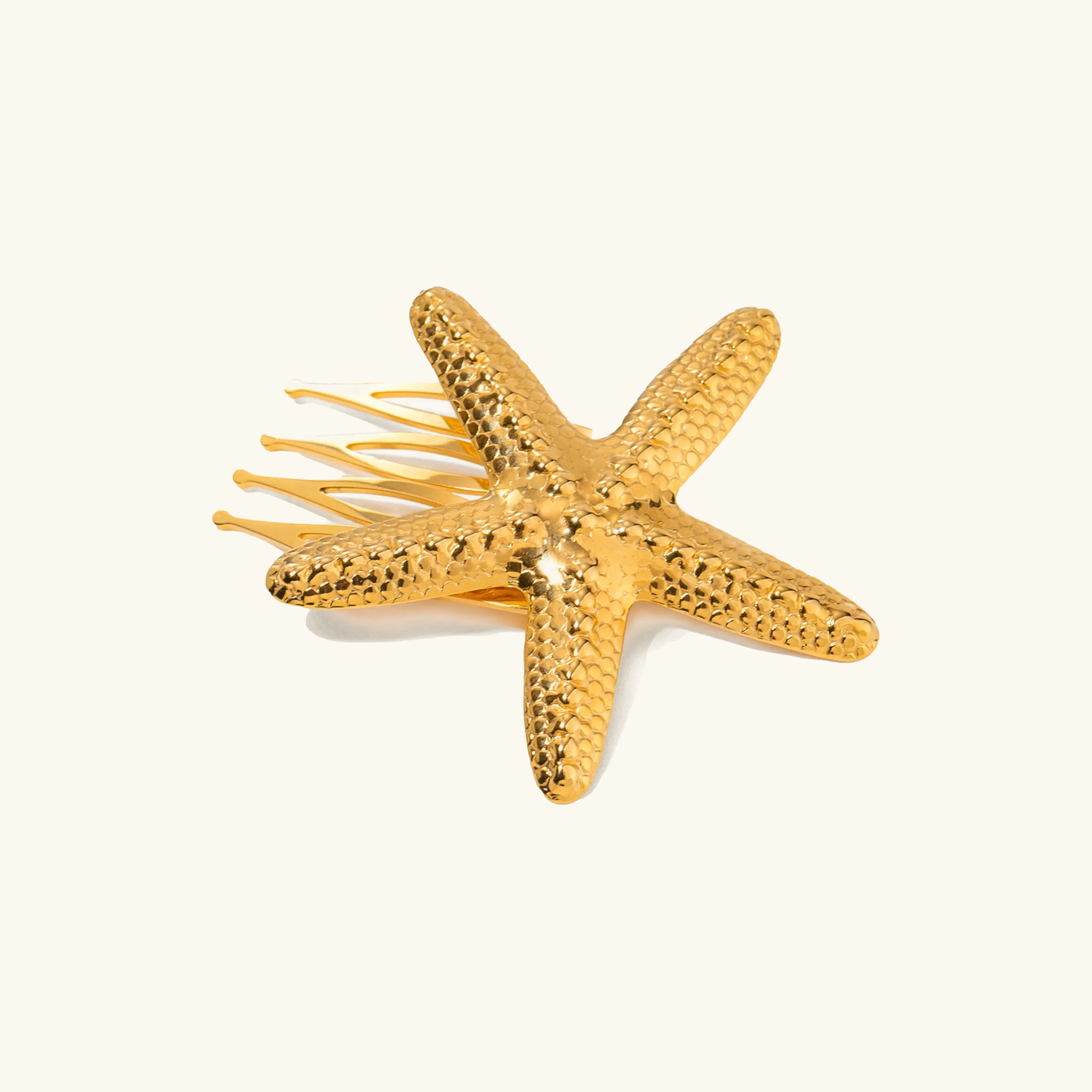 Elegant Gold Hair Comb with Starfish Design – Hypoallergenic, Waterproof, Durable Accessory for Women, 48 mm sold by Hensley London product image thumbnail 2