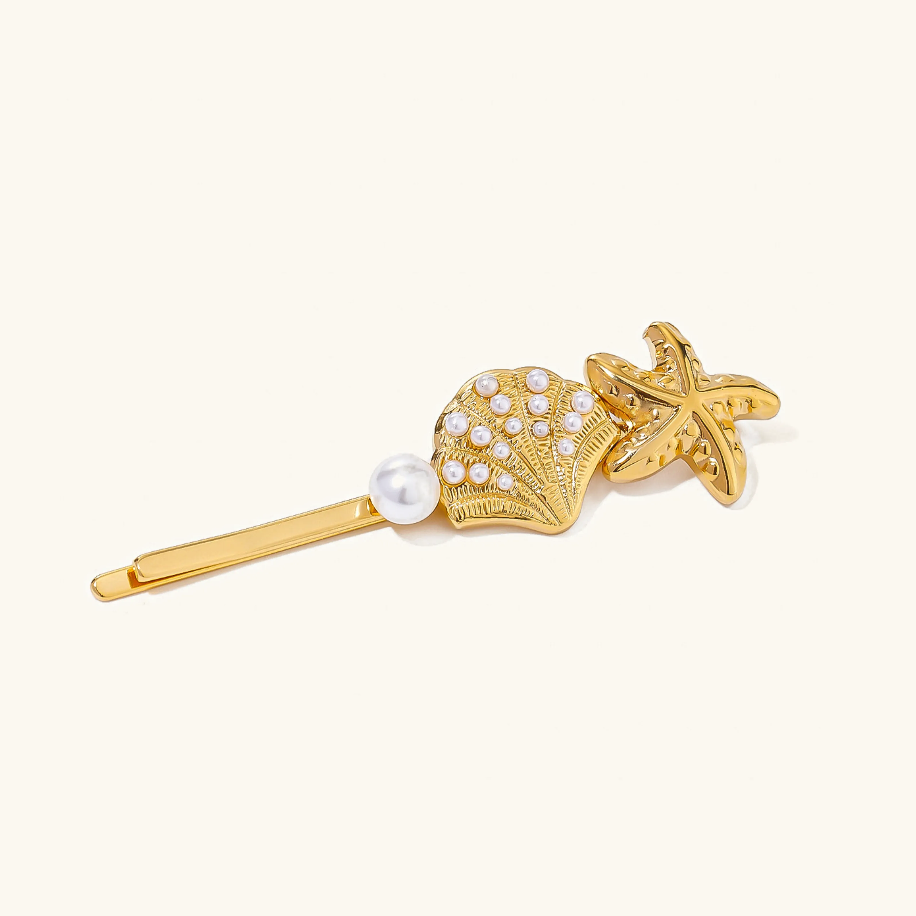 Ios Pearl French Hair Pin with Starfish and Shell Design – Hypoallergenic and Waterproof Accessory sold by Hensley London product image thumbnail 2