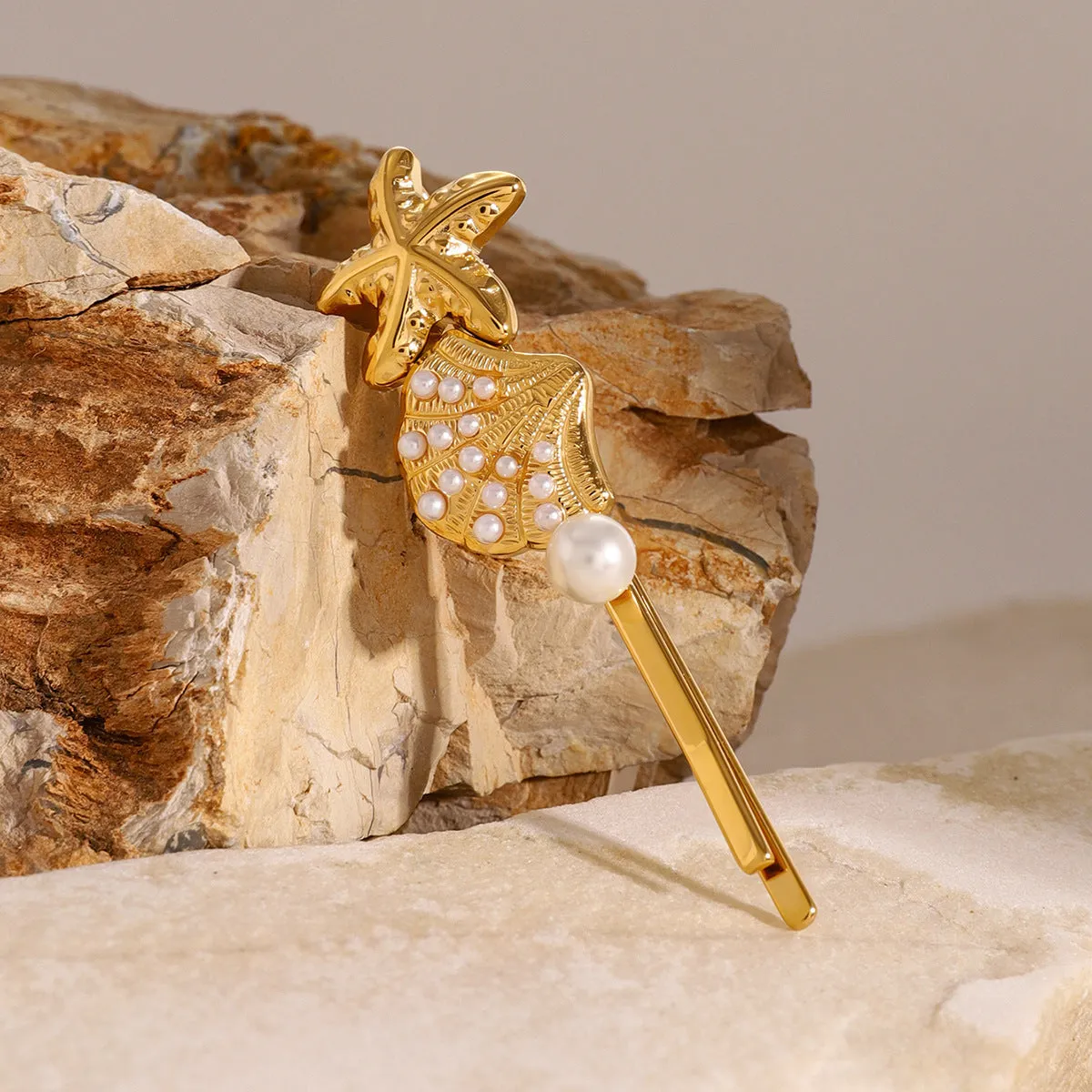 Ios Pearl French Hair Pin with Starfish and Shell Design – Hypoallergenic and Waterproof Accessory sold by Hensley London product image thumbnail 4