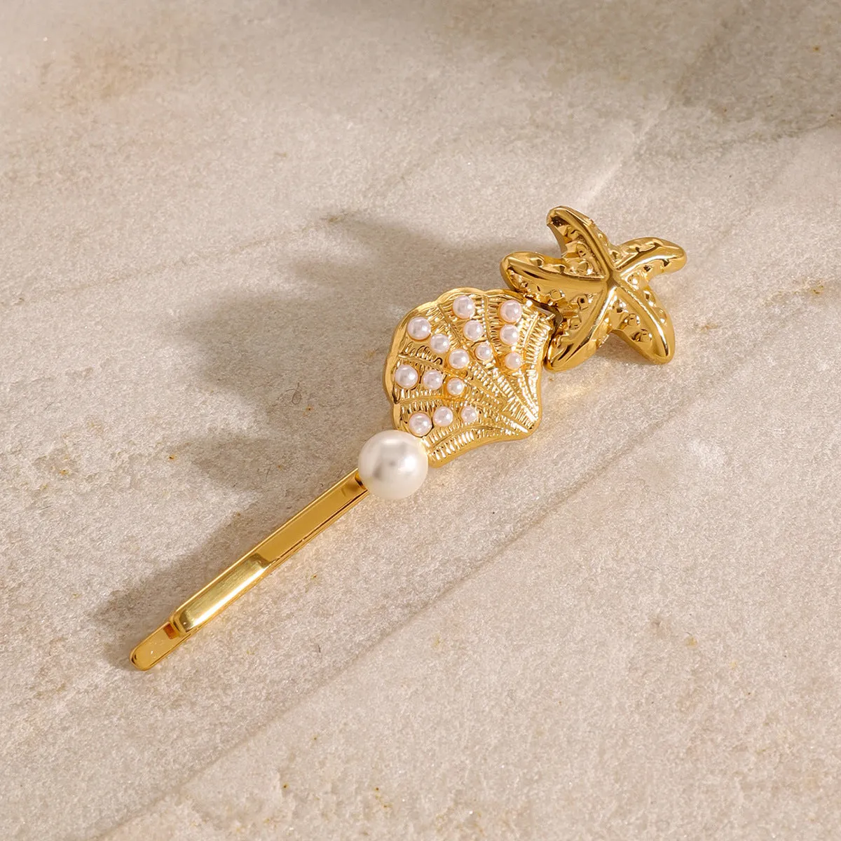 Ios Pearl French Hair Pin with Starfish and Shell Design – Hypoallergenic and Waterproof Accessory sold by Hensley London product image thumbnail 5