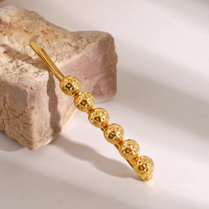 Gold Seashell Hair Clip with Coral Beads – Hypoallergenic, Waterproof, Lightweight Accessory for Women sold by Hensley London