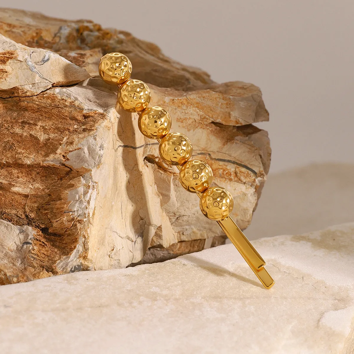 Gold Seashell Hair Clip with Coral Beads – Hypoallergenic, Waterproof, Lightweight Accessory for Women sold by Hensley London product image thumbnail 5