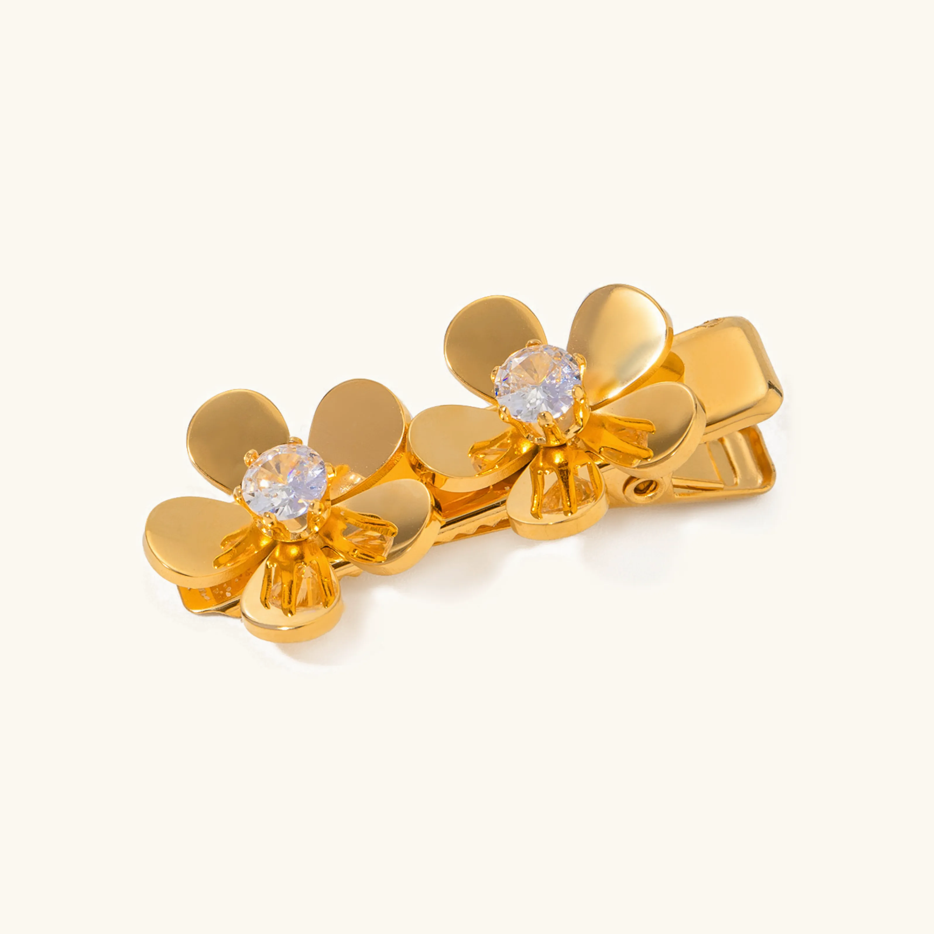 Elegant Diamond Petal Hair Clip with Gold Petals – Hypoallergenic Design for Women, Eco-Friendly and Durable sold by Hensley London product image thumbnail 2
