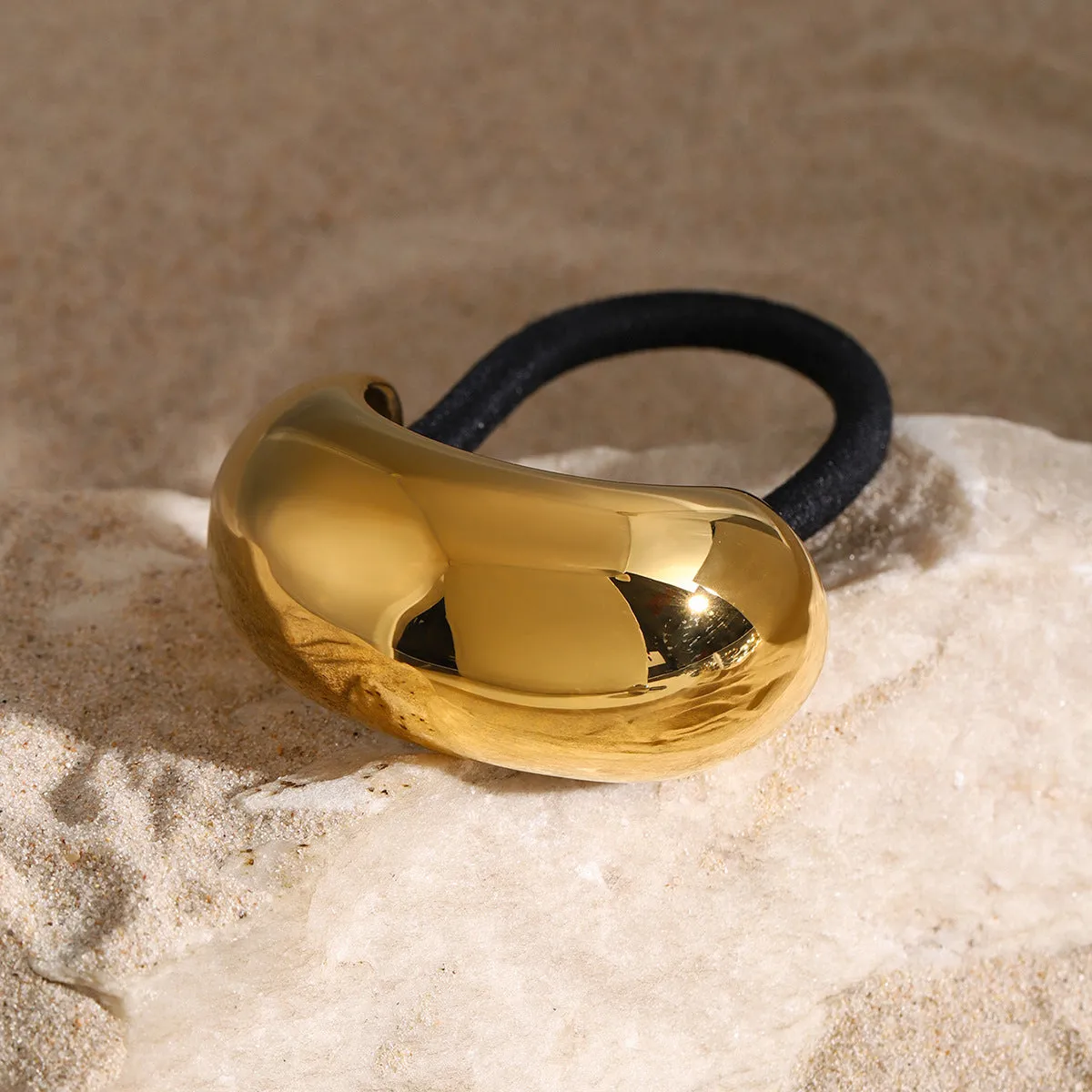 Jumbo Arch Pony Cuff – Gold Stainless Steel Hair Accessory for Chic Hairstyles sold by Hensley London product image thumbnail 2