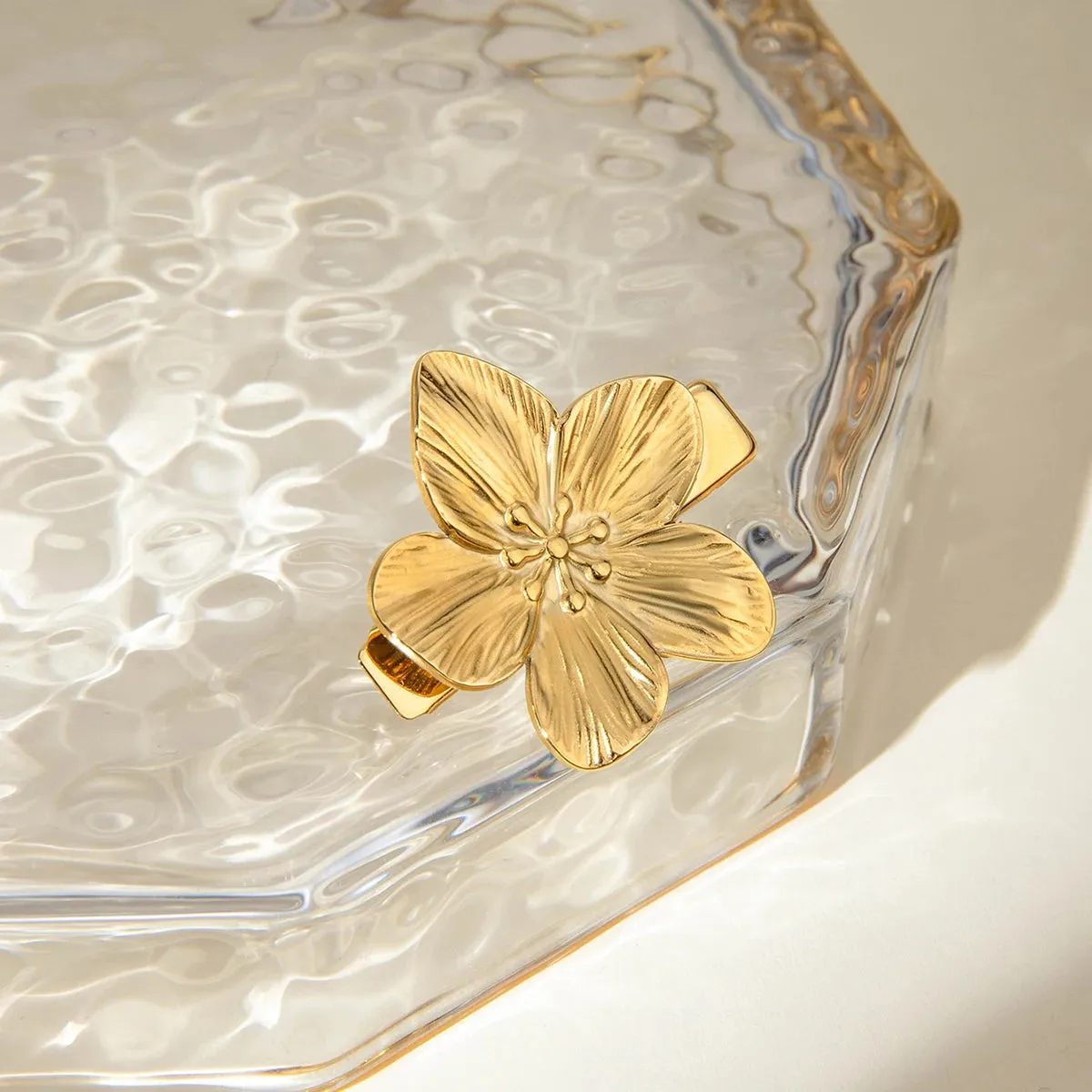 Elegant Gold Hair Clip with Sculpted Petal Design – Waterproof and Hypoallergenic sold by Hensley London product image thumbnail 5