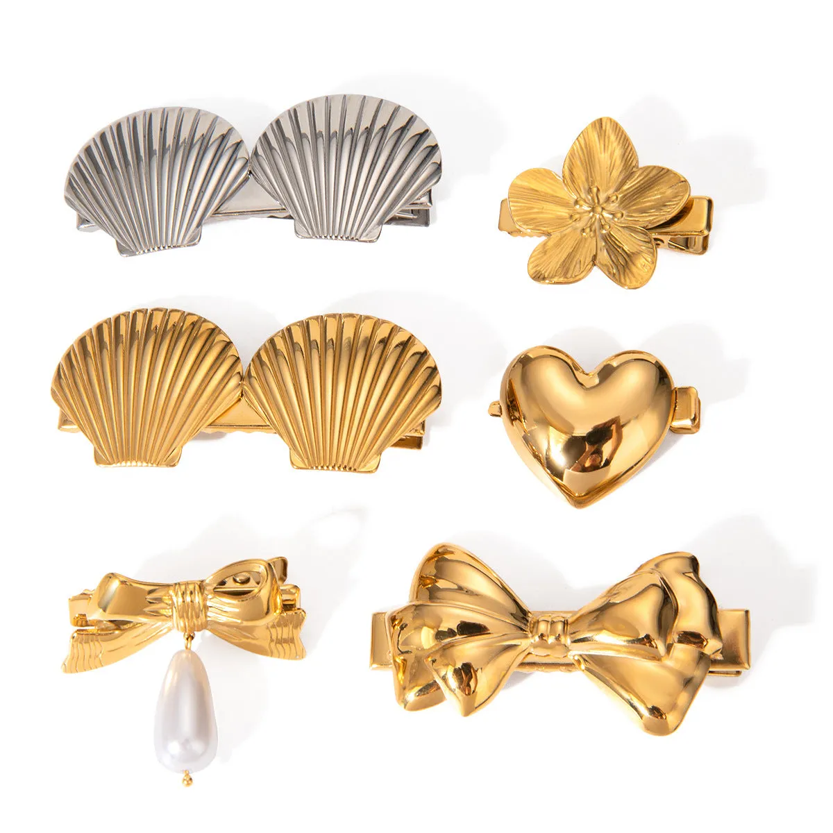 Elegant Gold Hair Clip with Sculpted Petal Design – Waterproof and Hypoallergenic sold by Hensley London product image thumbnail 4