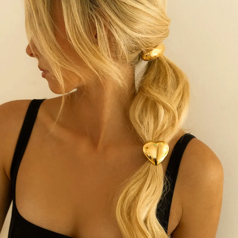 Heart Pony Cuff - Hypoallergenic 18k Gold-Plated Hair Tie with Waterproof Design sold by Hensley London