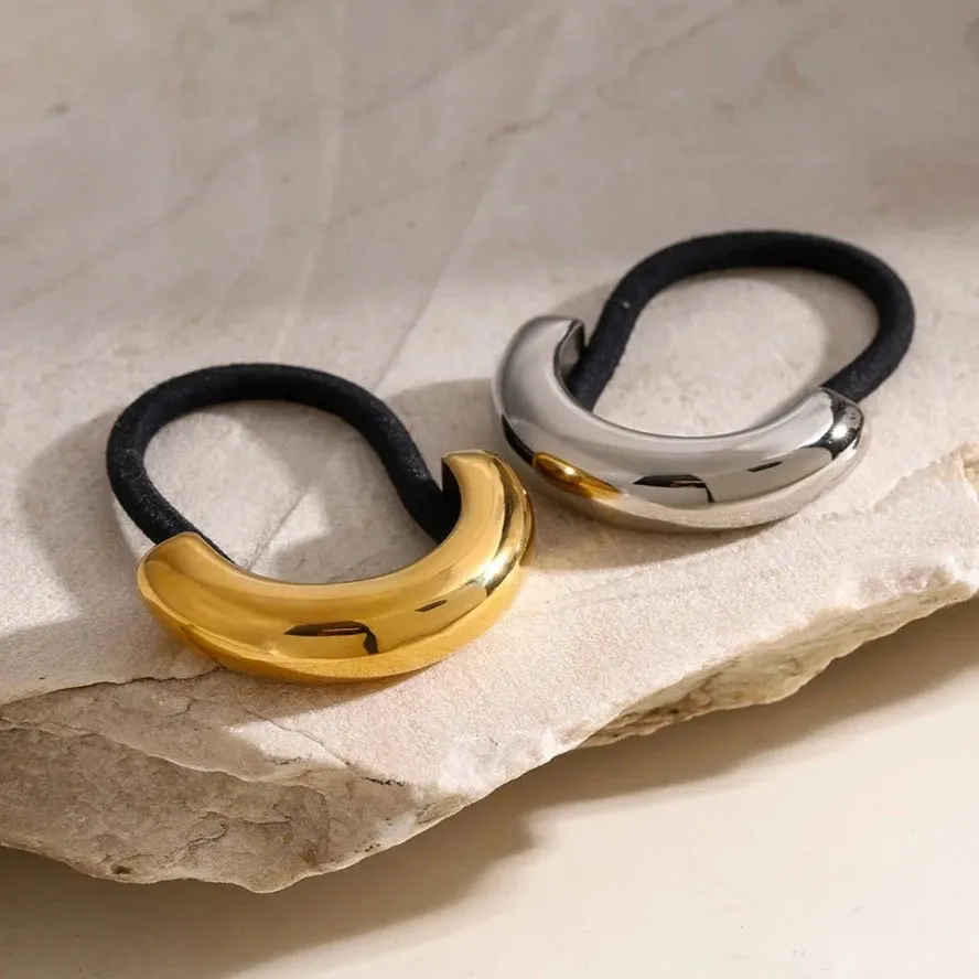 Glossy Arch Pony Cuff Hair Accessory – Minimalist Gold Band, Waterproof, Hypoallergenic, Lightweight Design sold by Hensley London