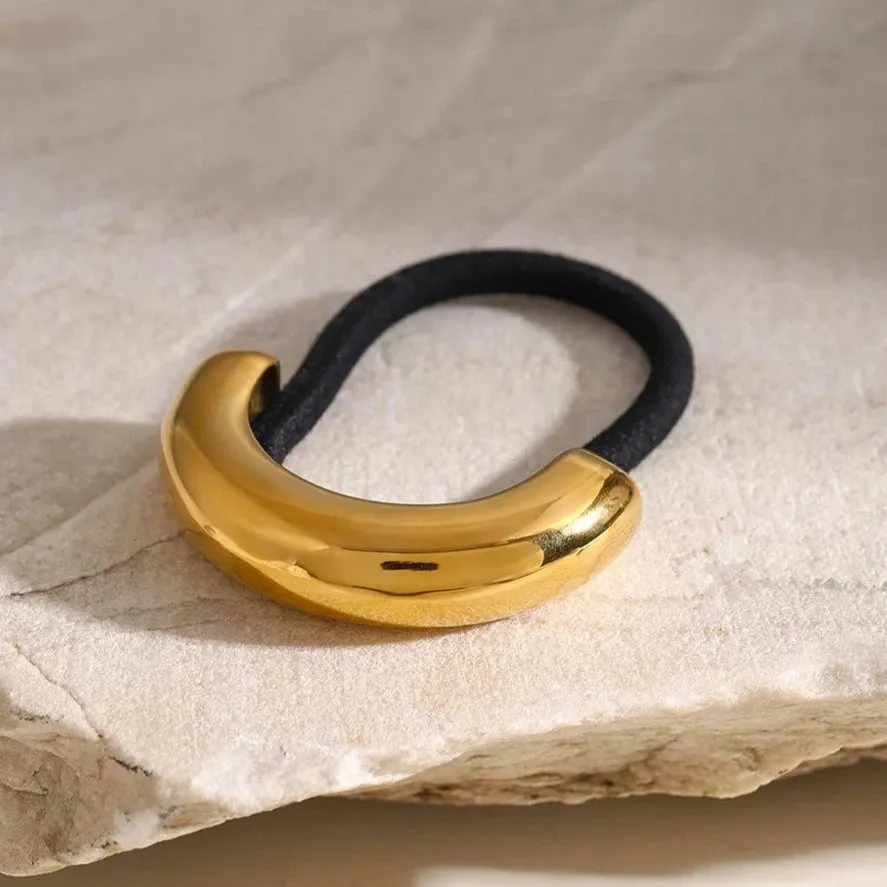 Glossy Arch Pony Cuff Hair Accessory – Minimalist Gold Band, Waterproof, Hypoallergenic, Lightweight Design sold by Hensley London product image thumbnail 5