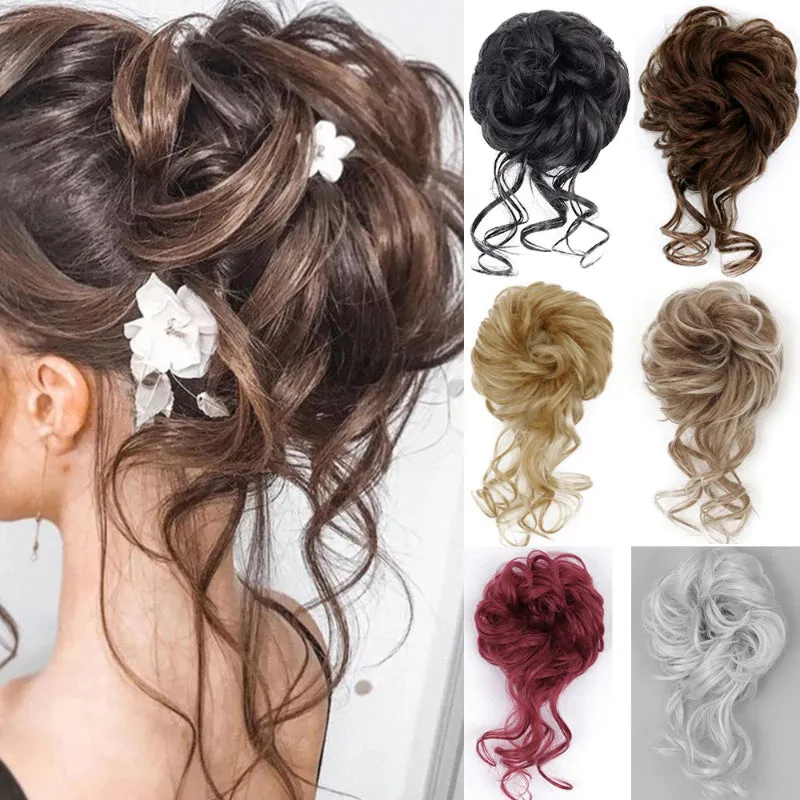 Curly Messy Hair Bun Scrunchie Extension - Easy-to-Use Hair Accessory for Instant Volume and Length sold by Hensley London