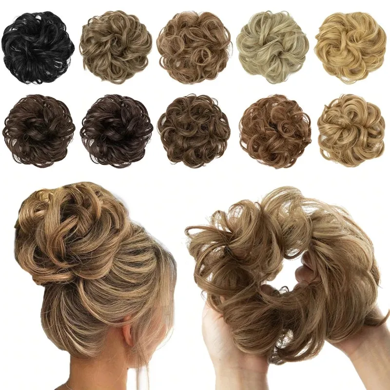 Messy Curly Hair Bun Scrunchy Extension – Lightweight High-Temperature Fiber Hair Accessory sold by Hensley London product image thumbnail 2