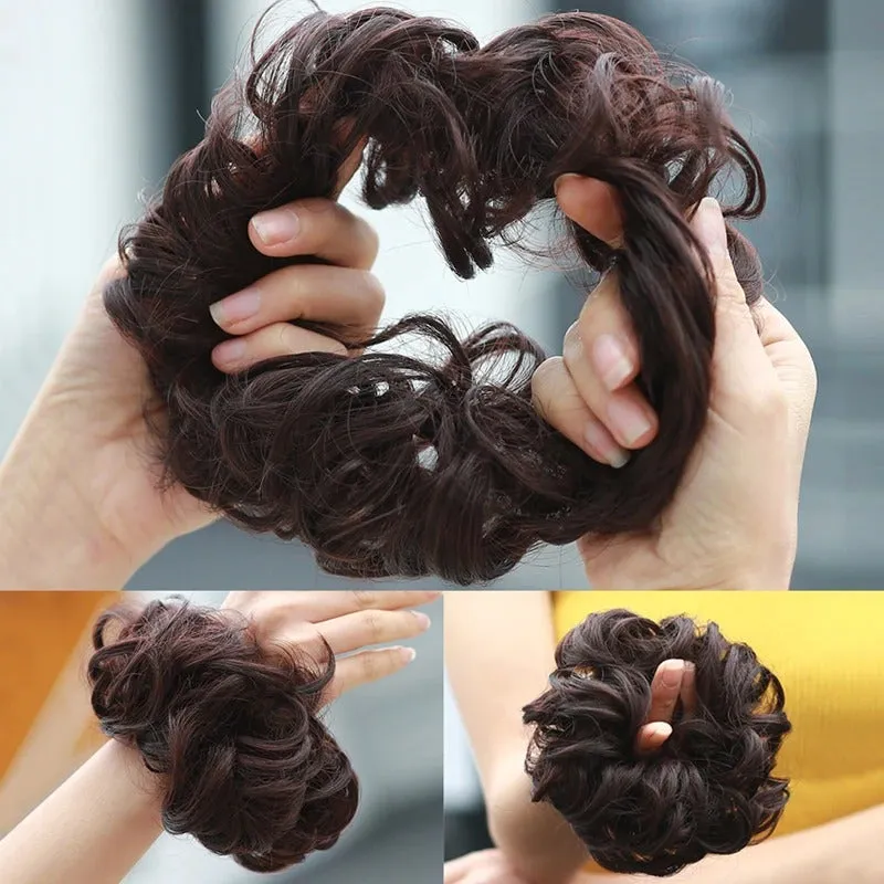 Messy Curly Hair Bun Scrunchy Extension – Lightweight High-Temperature Fiber Hair Accessory sold by Hensley London product image thumbnail 5
