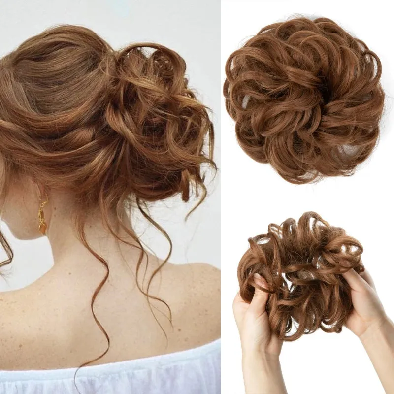 Messy Curly Hair Bun Scrunchy Extension – Lightweight High-Temperature Fiber Hair Accessory sold by Hensley London product image thumbnail 3