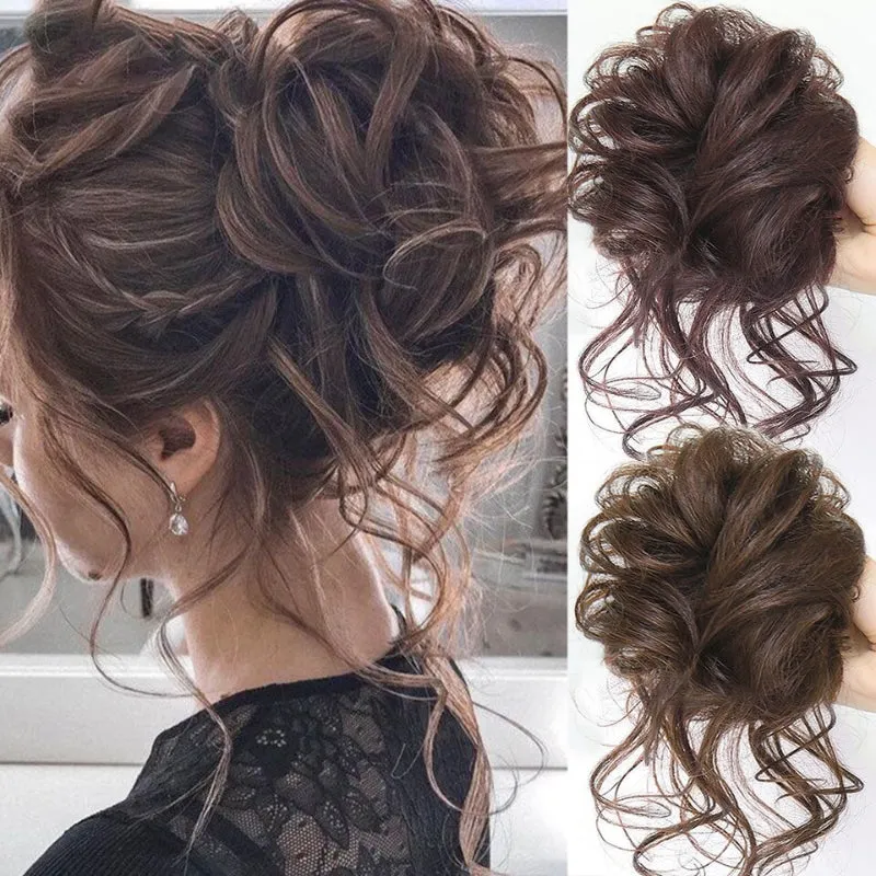 Messy Curly Hair Bun Extensions – Effortless Scrunchie Hair Accessory for Quick Styling, Soft High-Temperature Fiber sold by Hensley London