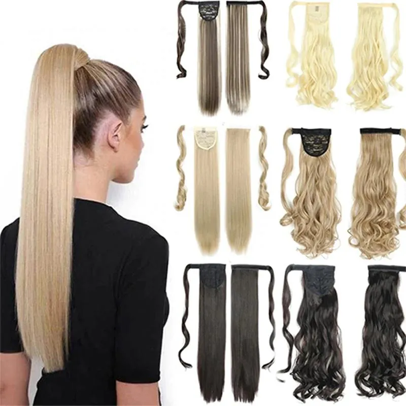 Long Straight Clip-In Ponytail Extension – 22 Inch High-Temperature Fiber for Volume and Length sold by Hensley London