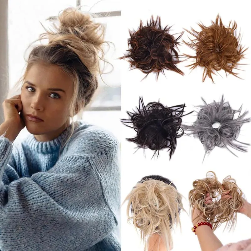 Natural Look Synthetic Messy Hair Bun Scrunchie Extension – Effortless Curly Hair Accessory sold by Hensley London