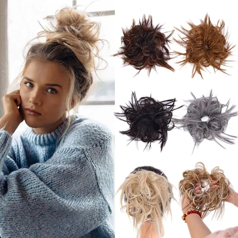 Natural Look Synthetic Messy Hair Bun Scrunchie Extension – Effortless Curly Hair Accessory sold by Hensley London
