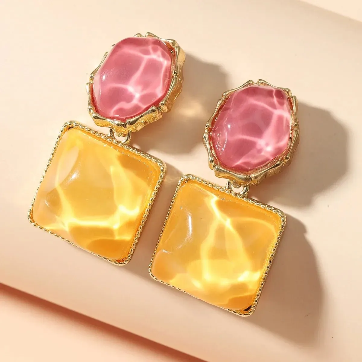Colorful Enamel Geometric Earrings for Women – Modern Oval and Square Design, Lightweight Statement Jewelry sold by Hensley London product image thumbnail 3