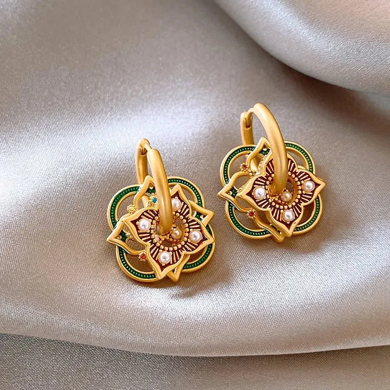 Geometric Jhumka Earrings for Women – Lightweight Stainless Steel and Copper Festive Jewelry sold by Hensley London product image thumbnail 4