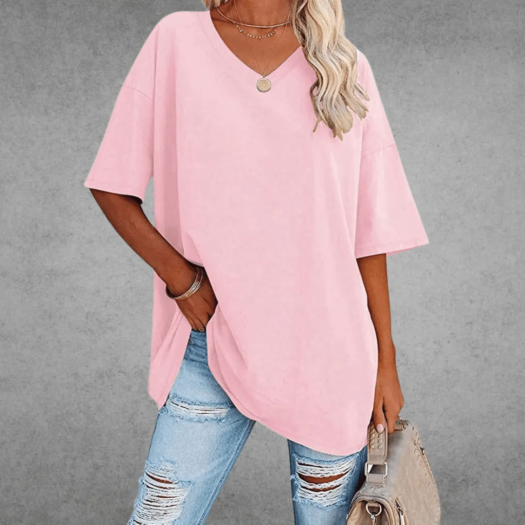 Women's V-Neck Short Sleeve T-Shirt – Soft Cotton Blend for Everyday Comfort sold by Hensley London product image thumbnail 2
