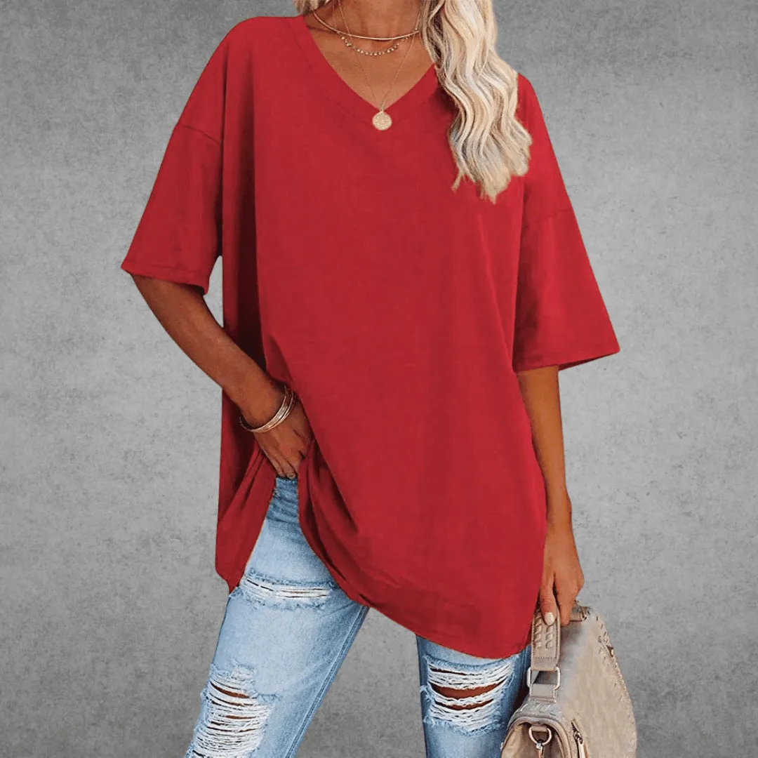 Women's V-Neck Short Sleeve T-Shirt – Soft Cotton Blend for Everyday Comfort sold by Hensley London product image thumbnail 3