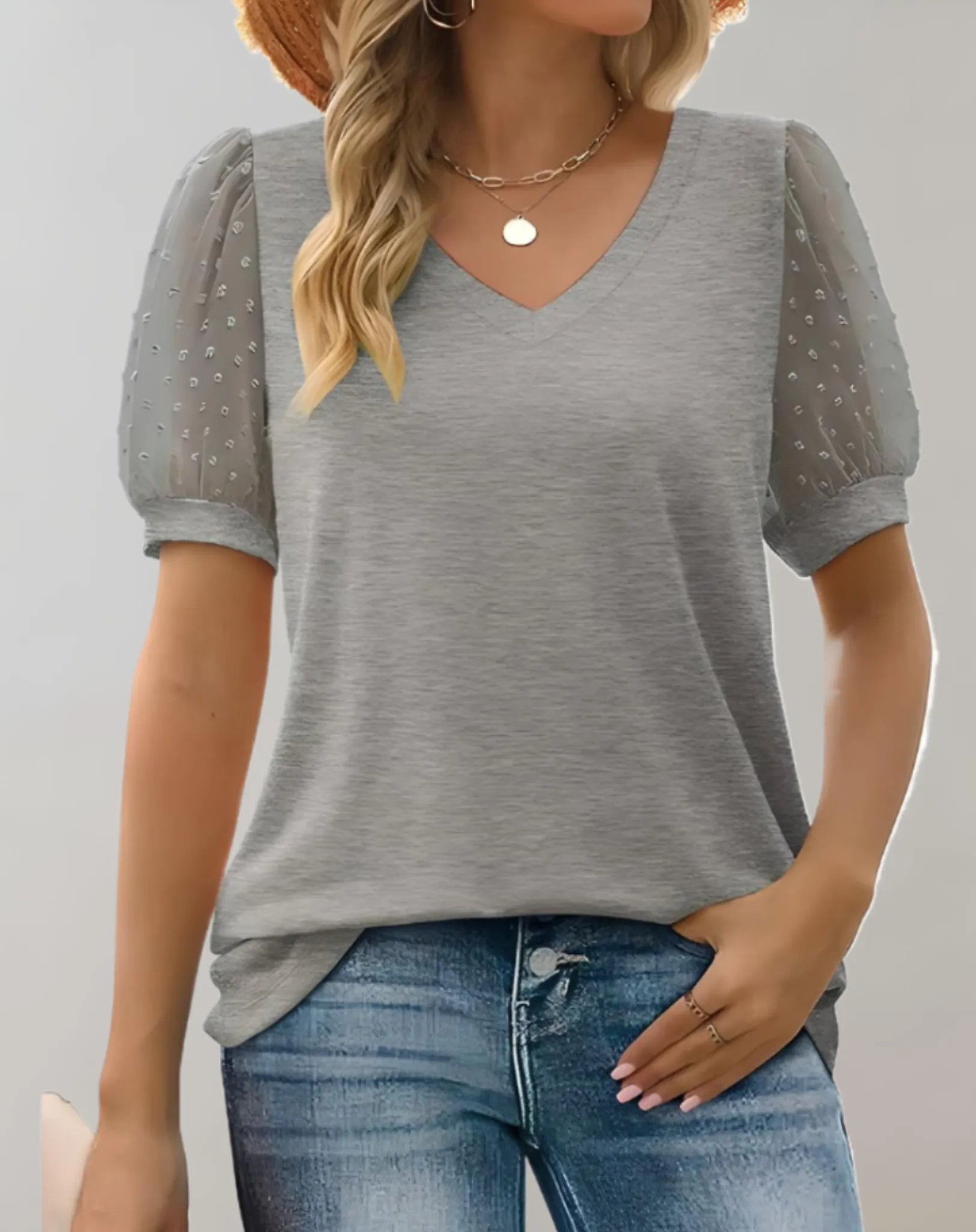 Women's Puff Sleeve Top – Soft Cotton Blend Blouse, Casual Going Out Top for Every Occasion sold by Hensley London product image thumbnail 4