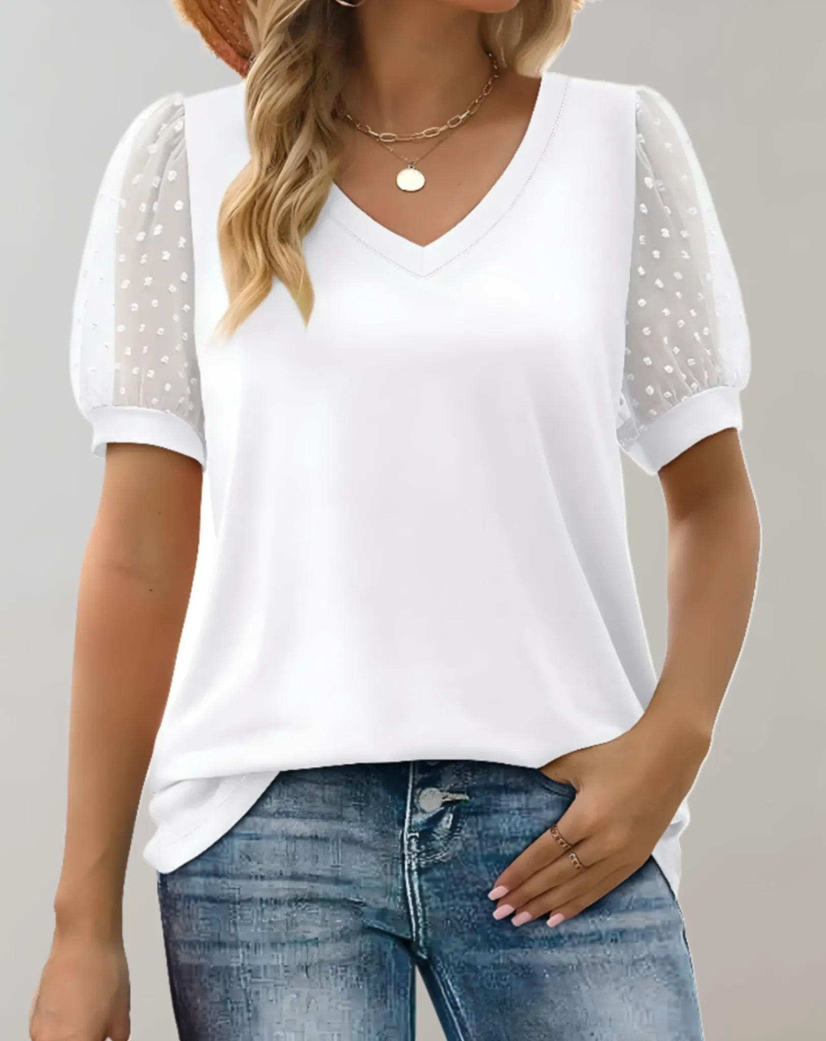 Women's Puff Sleeve Top – Soft Cotton Blend Blouse, Casual Going Out Top for Every Occasion sold by Hensley London product image thumbnail 2