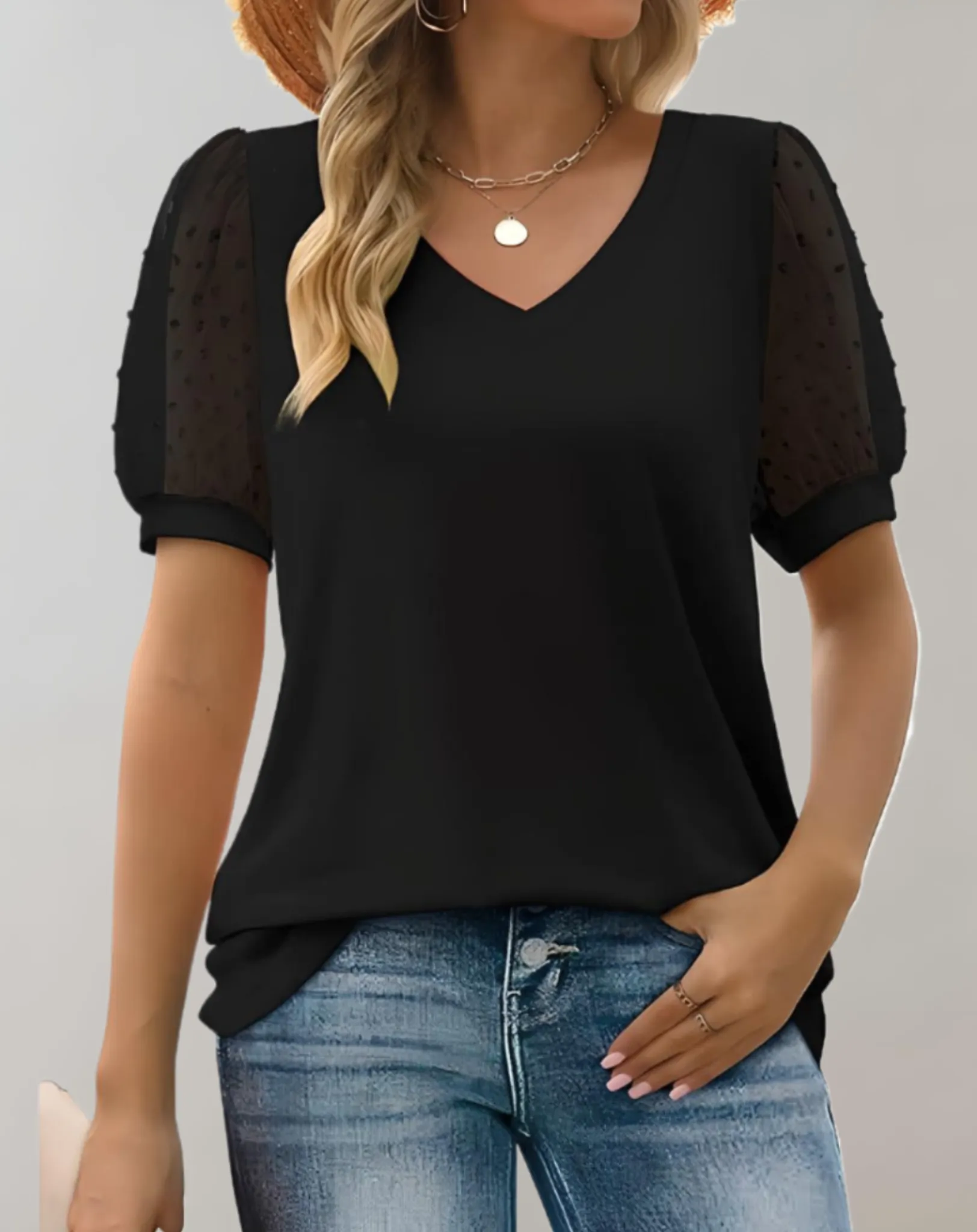 Women's Puff Sleeve Top – Soft Cotton Blend Blouse, Casual Going Out Top for Every Occasion sold by Hensley London product image thumbnail 5