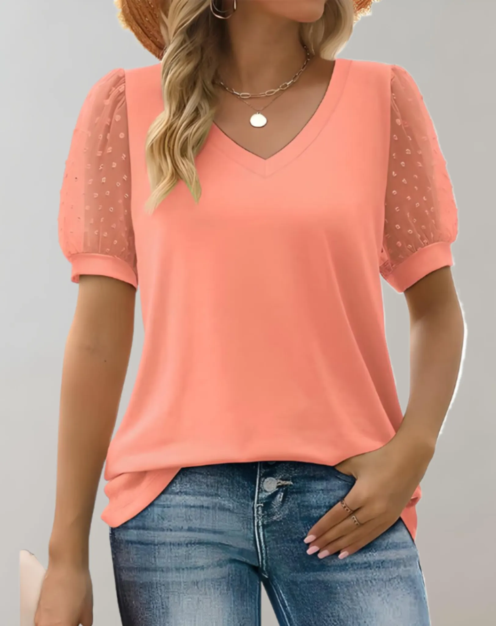 Women's Puff Sleeve Top – Soft Cotton Blend Blouse, Casual Going Out Top for Every Occasion sold by Hensley London product image thumbnail 3