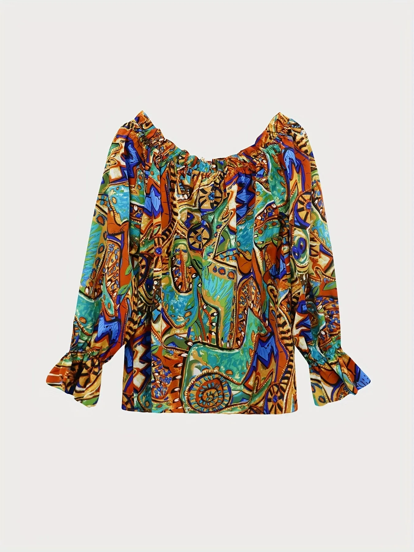 Off-Shoulder Boho Blouse with Long Sleeves for Women – Lightweight and Colorful Spring Top sold by Hensley London product image thumbnail 2