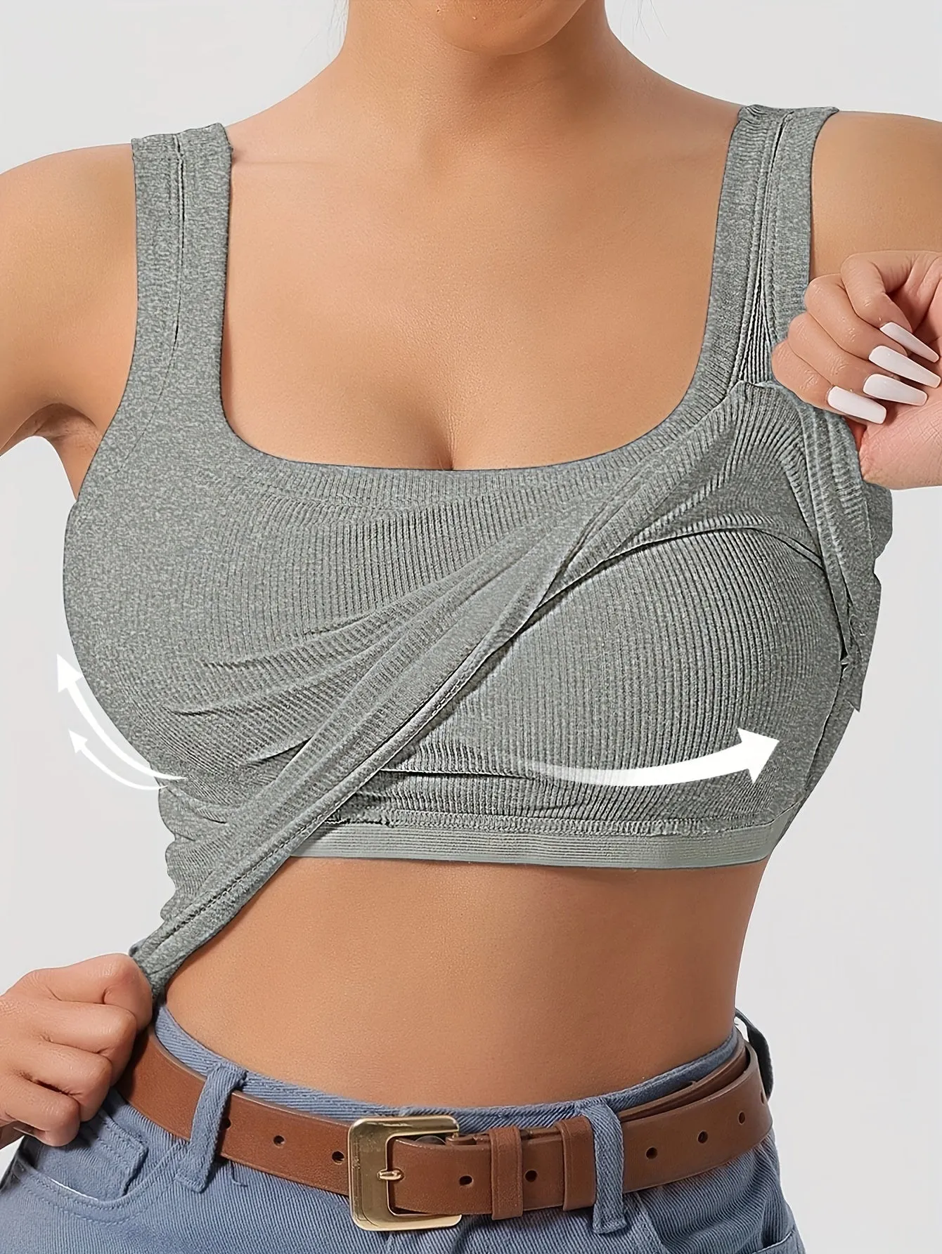 Ribbed Crop Tank Top with Built-in Support for Women – Comfortable and Stylish sold by Hensley London