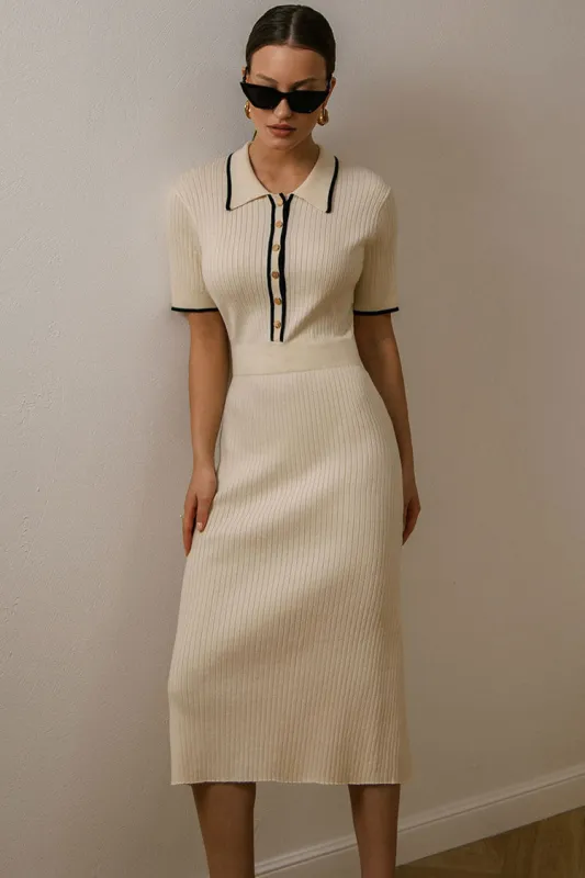 Women's Midi Dress Apricot Knit Sweater sold by Hensley London