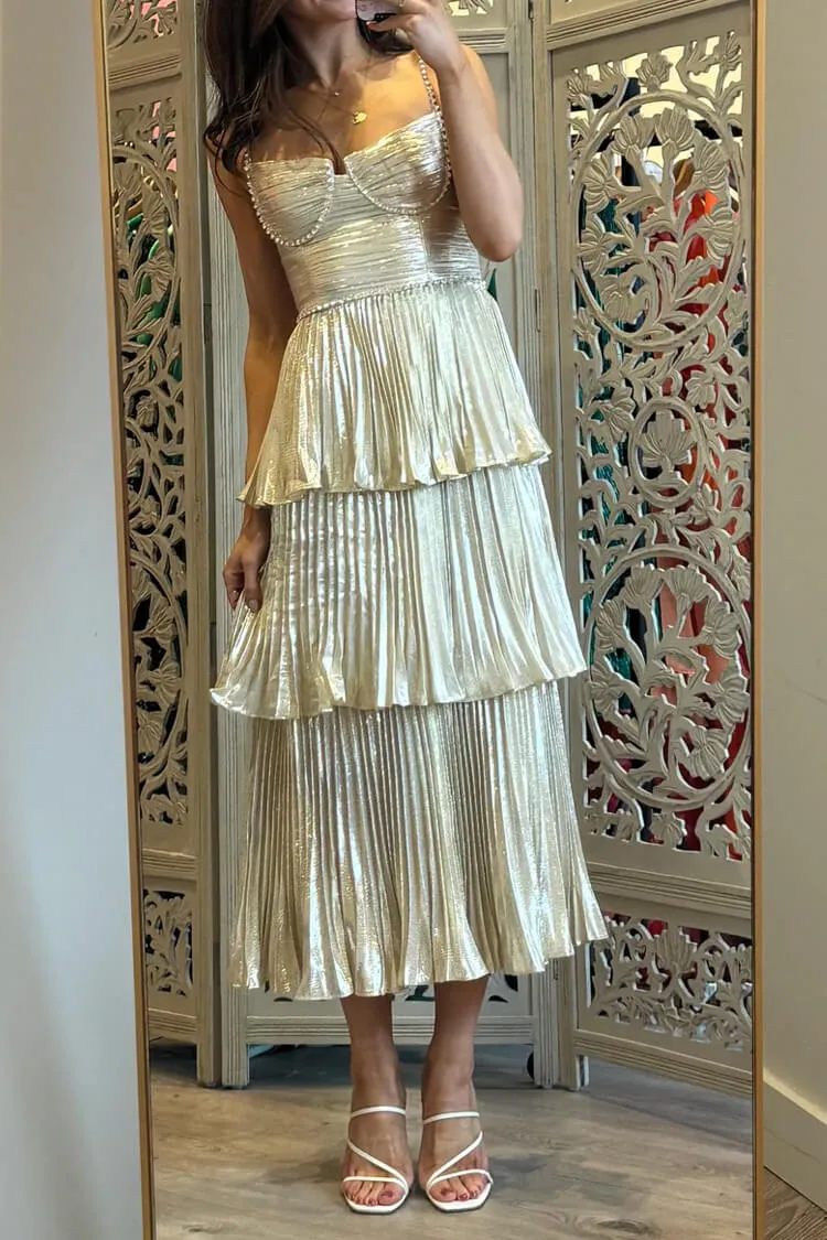 Women's Cocktail Dress Champagne Metallic Polyester Fishtail sold by Hensley London product image thumbnail 4