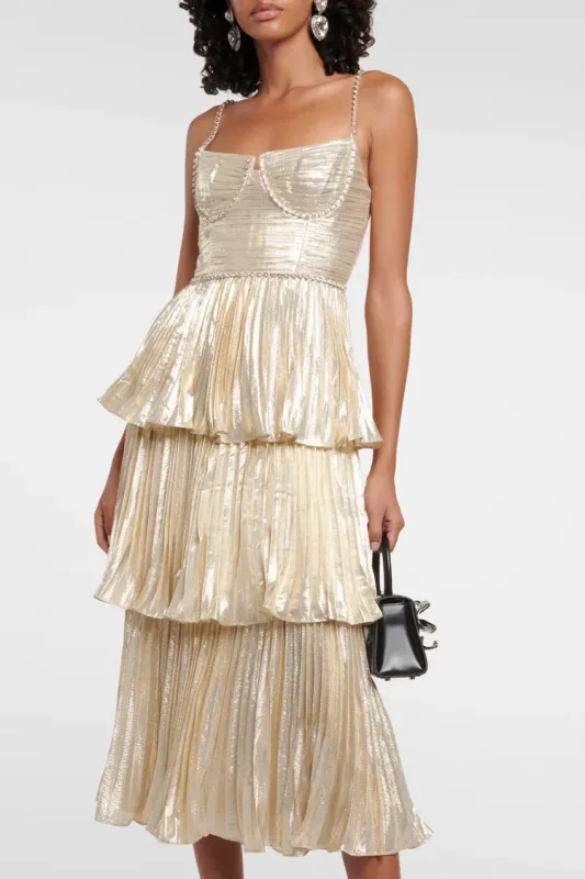 Women's Cocktail Dress Champagne Metallic Polyester Fishtail sold by Hensley London