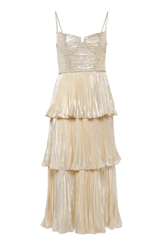 Women's Cocktail Dress Champagne Metallic Polyester Fishtail sold by Hensley London product image thumbnail 2