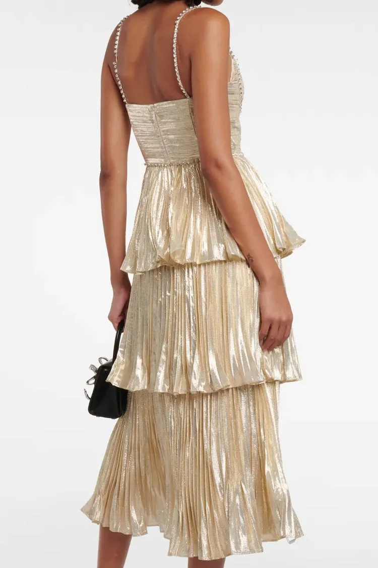 Women's Cocktail Dress Champagne Metallic Polyester Fishtail sold by Hensley London product image thumbnail 3