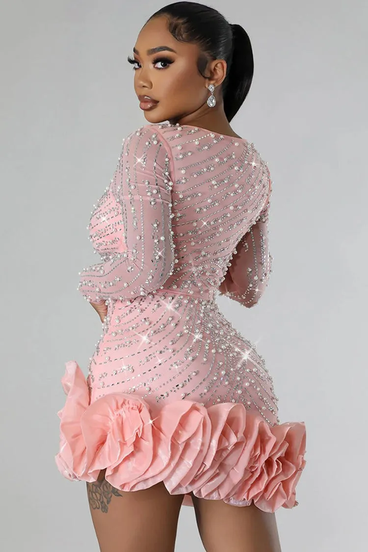 Women's Bodycon Mini Dress Black Mesh Polyester with Crystal Embellishments sold by Hensley London product image thumbnail 2