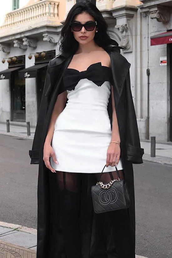 Women's Mini Dress White Stretch Crepe Off Shoulder A-Line sold by Hensley London product image thumbnail 4