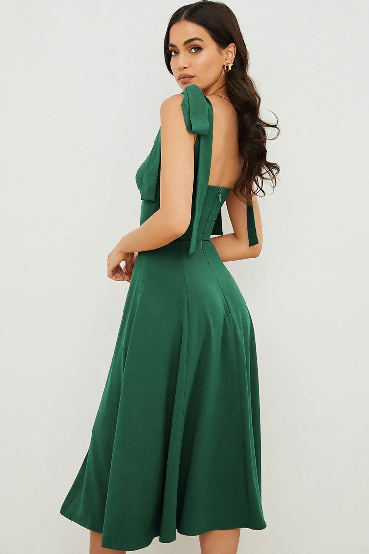 Women's Midi Dress Emerald Green Cotton Fit & Flare sold by Hensley London product image thumbnail 2