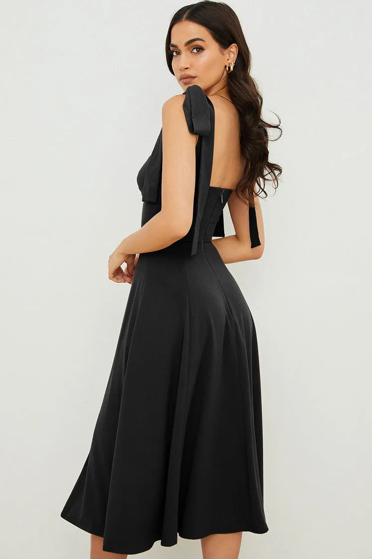 Women's Midi Dress Black Cotton Fit & Flare sold by Hensley London product image thumbnail 2