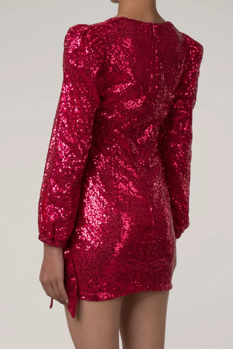 Women's Mini Dress Hot Pink Sequin Bodycon sold by Hensley London product image thumbnail 4