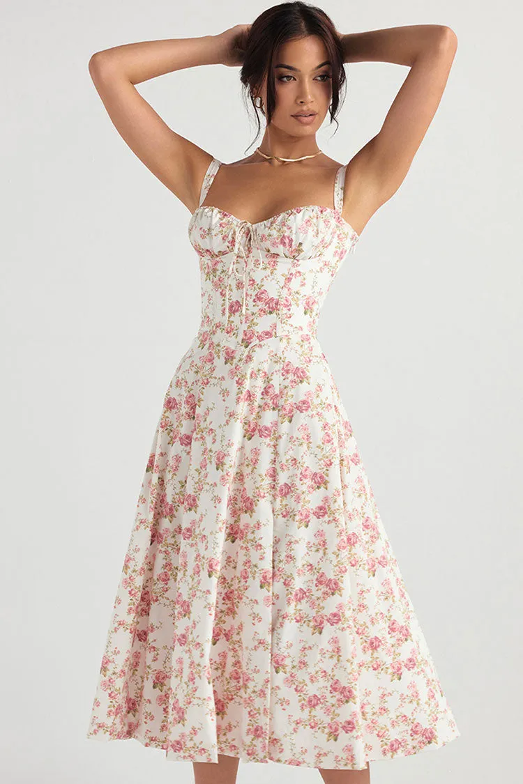 Women's Midi Dress Pink Floral Cotton Summer Dress sold by Hensley London product image thumbnail 2