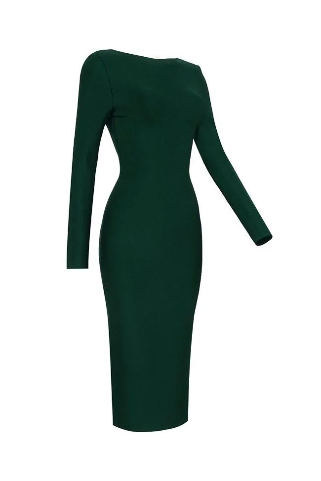 Women's Cocktail Dress Emerald Green Polyester Deep V Long Sleeve sold by Hensley London product image thumbnail 4