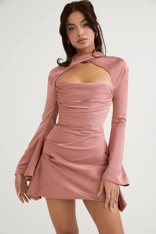 Women's Mini Dress Pink Silky Polyester Bodycon sold by Hensley London